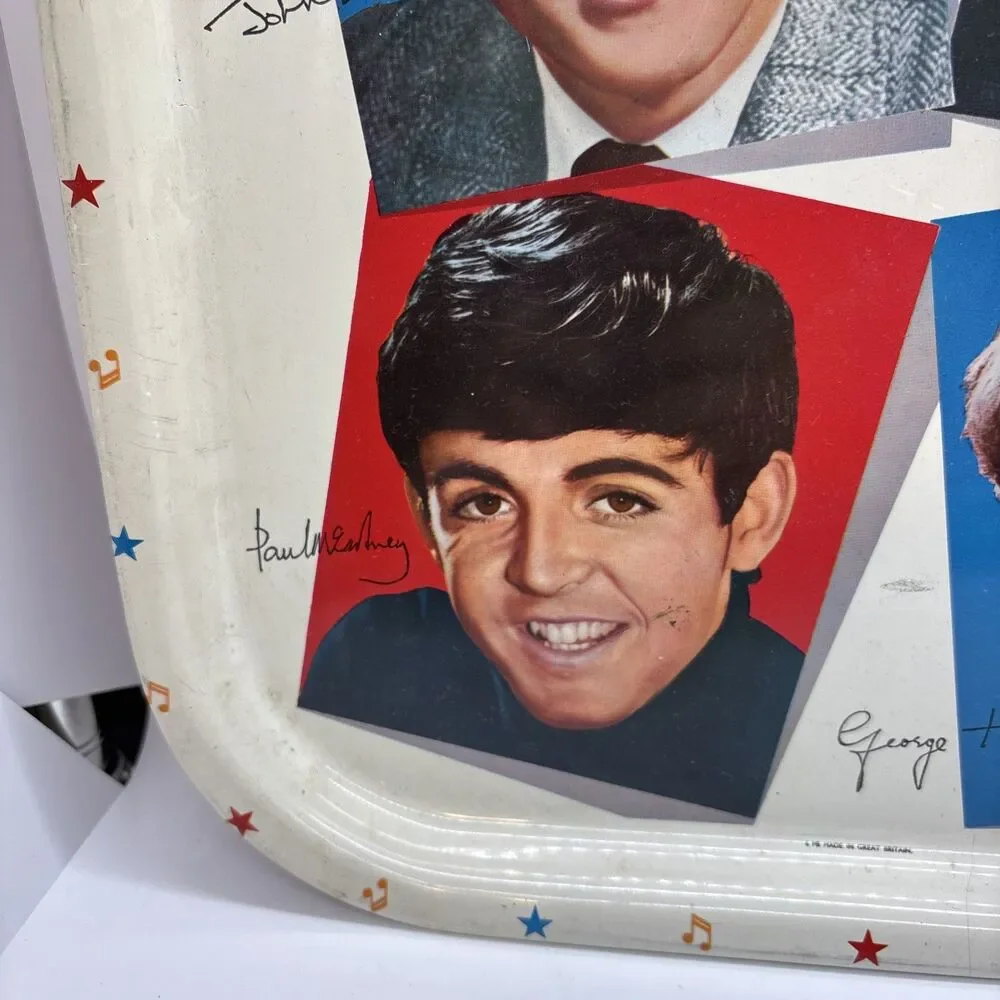 Vintage Beatles Metal Portrait Tray 1964 Great Britain England Worcester Ware
